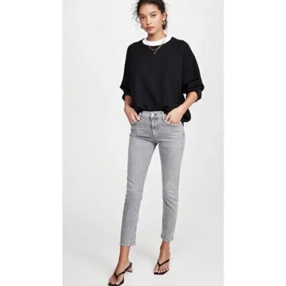 Agolde Mirror Gray Toni Mid Rise Straight Jeans